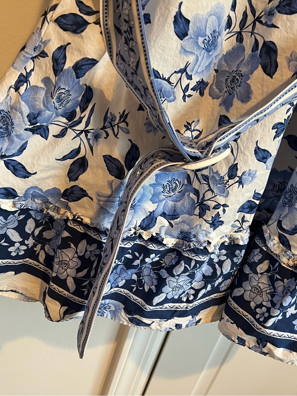 Joie Blue and White Floral Button-Up Puff Sleeve Dress - Picture 6 of 8